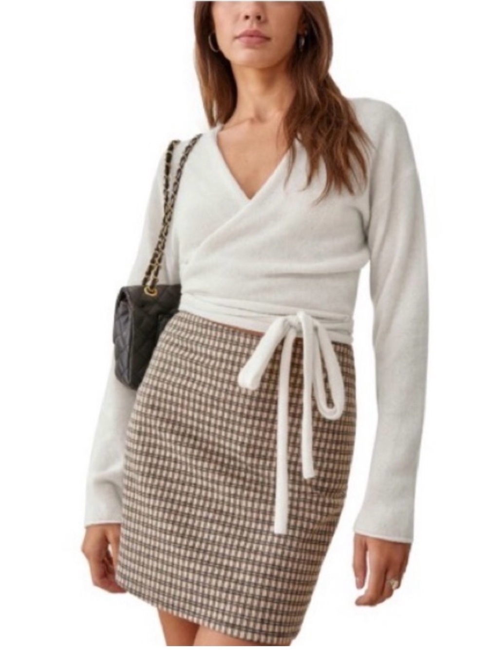 Reformation Cream Cashmere Wrap Sweater